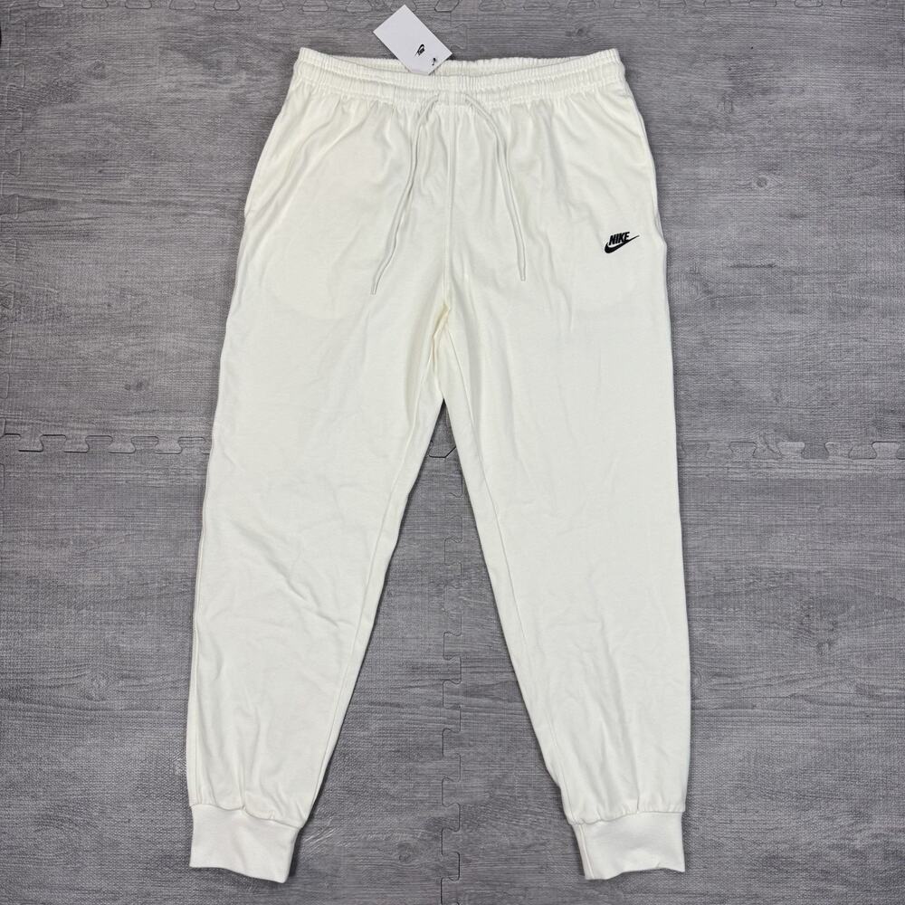 NWT Nike Club Knit Men's Sz L White Ivory Joggers Pants FQ4330-133 Sport Logo